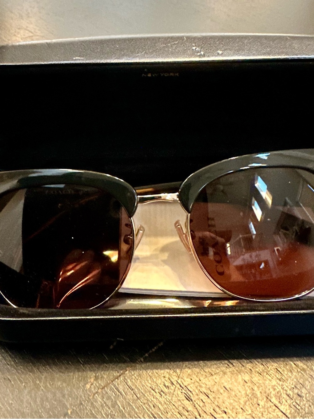 Coach Women's Black Frame Brown Gradient Lens Sunglasses